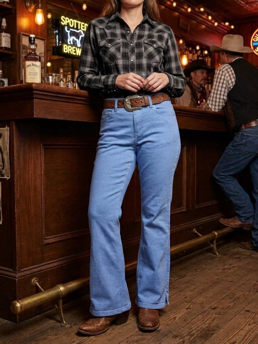 Denim & Co. Womens Bootcut Pants 8 Blue Stretch Denim Mid-Rise